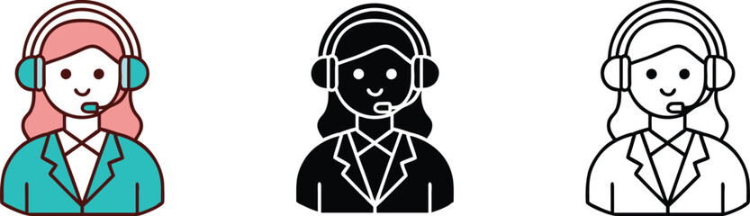 Customer Support Agent Icons Set Business