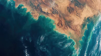 Fototapete Aerial View of Coastal Region with Vibrant Colors © savittree
