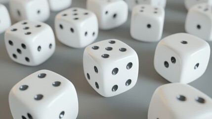 White Dice Collection Scattered on Gray Surface