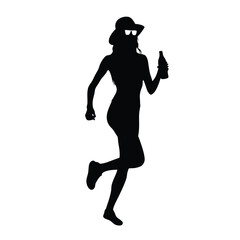 Obraz premium a woman running vector silhouette isolated white background