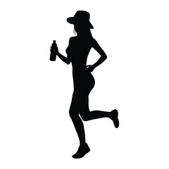 a woman running vector silhouette isolated white background