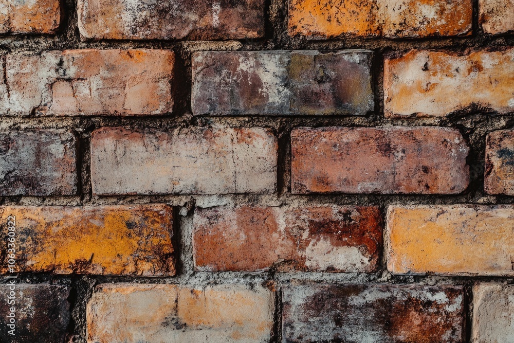 Aufkleber a close-up shot of a brick wall with some paint applied to it, suitable for use in construction or d