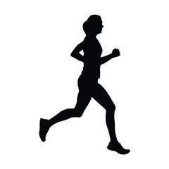 a woman running vector silhouette isolated white background