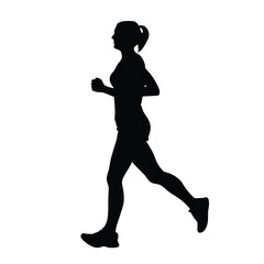 a woman running vector silhouette isolated white background