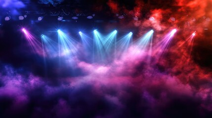 Colorful Background with Stage Lights and Smoke Effects
