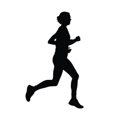 a woman running vector silhouette isolated white background