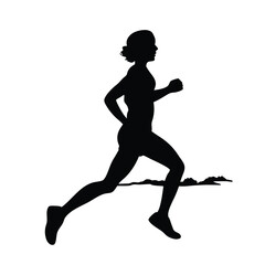 a woman running vector silhouette isolated white background