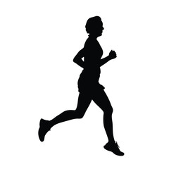 a woman running vector silhouette isolated white background