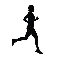 a woman running vector silhouette isolated white background