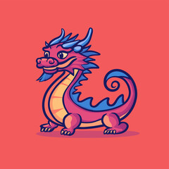 Cute Chinese Dragon Symbol with Flowing Detailed Features