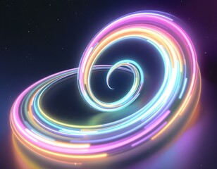Naklejka premium Retro Neon Swirls: Mesmerizing Pastel Light Trails in Synthwave Style