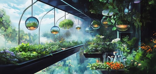 Obraz premium A bustling marketplace filled with colorful lights and fresh produce.