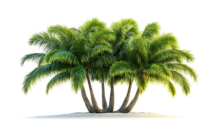 Fototapeta premium Lush,verdant tropical palm tree with vibrant green fronds and leaves isolated on a pristine white background. Perfect for nature,environmental,and island-themed designs.