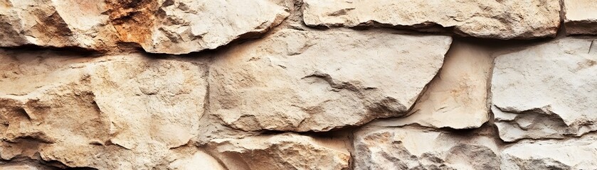 Rough Stone Wall Texture with Irregular Shapes and a Creamy Color Palette