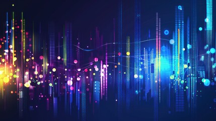 Abstract Neon Cityscape with Vibrant Lights