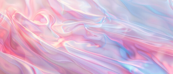 Obraz premium Iridescent chrome wavy gradient cloth fabric abstract background, ultraviolet holographic texture,abstract background of holographic silk or satin texture for design