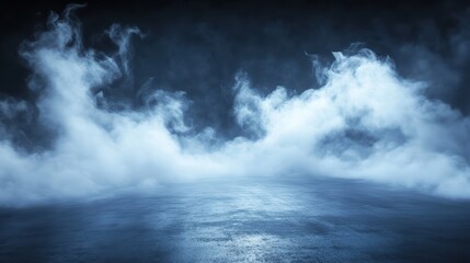 Ethereal Steam and Water Droplets on a Reflective Surface