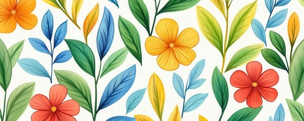 Obraz premium Vintage floral pattern, soft brushstrokes, digital watercolor effect