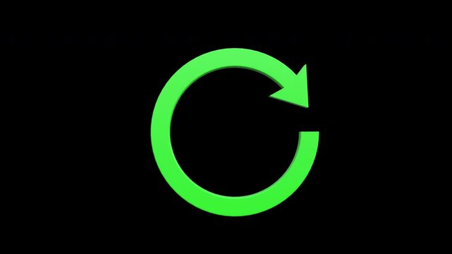 Refresh button, circle arrow repeat, Reload icon 3d animation with alpha channel