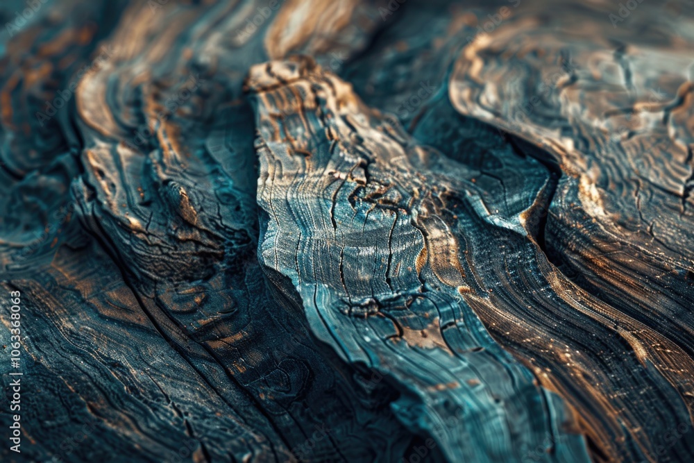 Poster A detailed view of a wooden surface with intricate patterns and textures