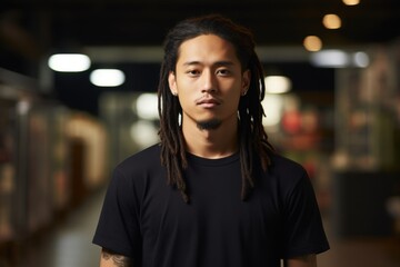 Fototapeta premium Casual portrait of man with dreadlocks in urban setting