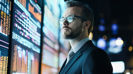 Businessman Analyzing Digital Financial Data