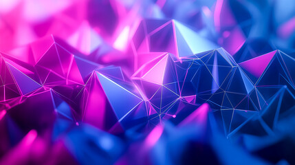 Abstract 3D Geometric Shapes in Neon