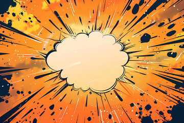 A vibrant comic-style explosion in shades of orange and yellow, offering a dynamic backdrop for text or graphics.
