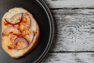 Hungarian traditional food - bread with fat