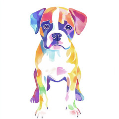 Obraz premium Boxer Dog Watercolor Illustration: Simple and Elegant White Background Design