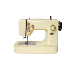Vintage Sewing Machine on White Background