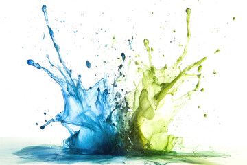 Vibrant blue and green paint splash for artistic design and poster creation