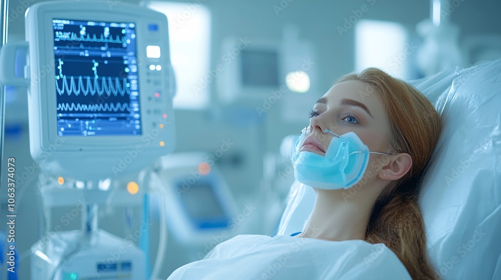Poster medical assistant preparing a patient for an ekg test, explaining each step to alleviate anxiety, fo