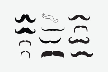 Set of mustaches silhouette vector illustration, easily editable file