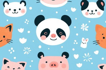 Group of animals against a bright blue backdrop, ideal for educational or inspirational content