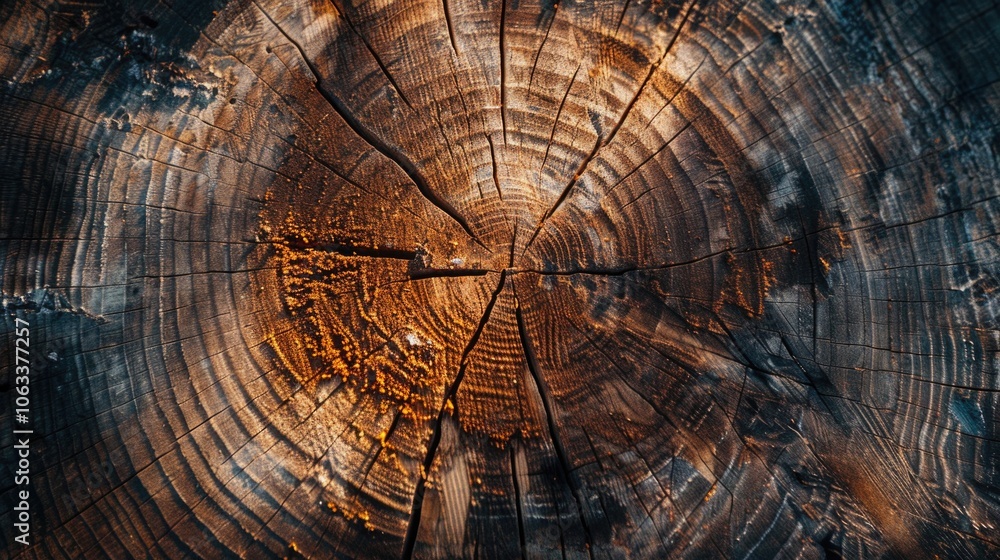 Poster A detailed shot of a tree trunk's texture and patterns, ideal for nature-themed projects or designs