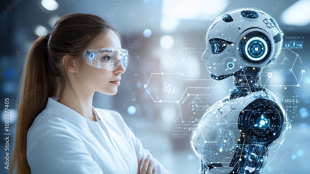 Fototapete healthcare professional in a digital lab, using robotic-assisted tools for precise, high-tech proced