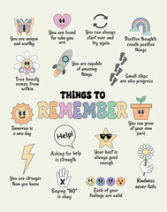 Groovy Positive Affirmation Poster. Things to Remember Wall Art. Calming Corner. School Psychology Decor. Self Esteem. Mental Health Poster