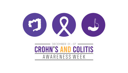 Crohn’s and Colitis Awareness Week is observed every year on December. Medical Healthcare Awareness concept. background, placard, banner template Vector illustration design.
