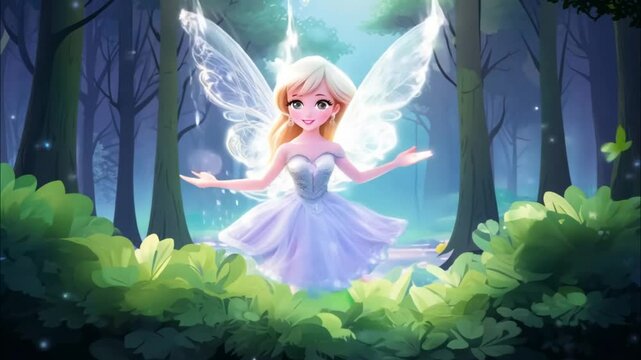 Enchanting Fairy with Sparkling Wings in Magical Forest Clearing