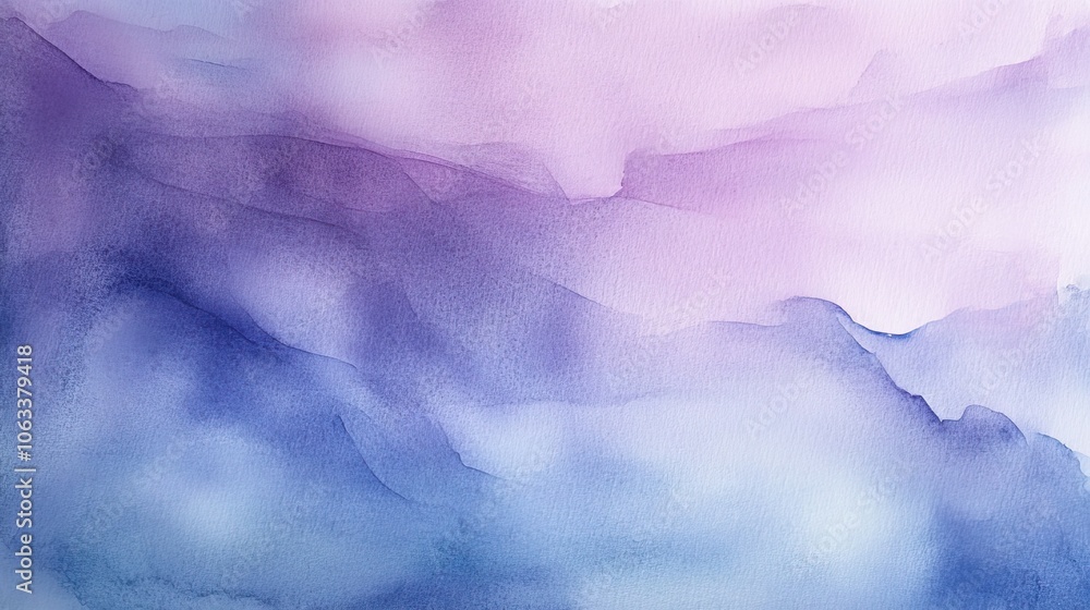 Poster abstract watercolor background with soft purples and blues, blending fluidly across the canvas, crea