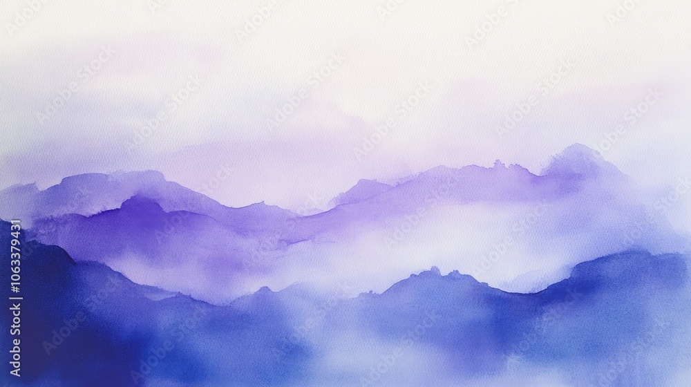 Aufkleber abstract watercolor background with soft purples and blues, blending fluidly across the canvas, crea