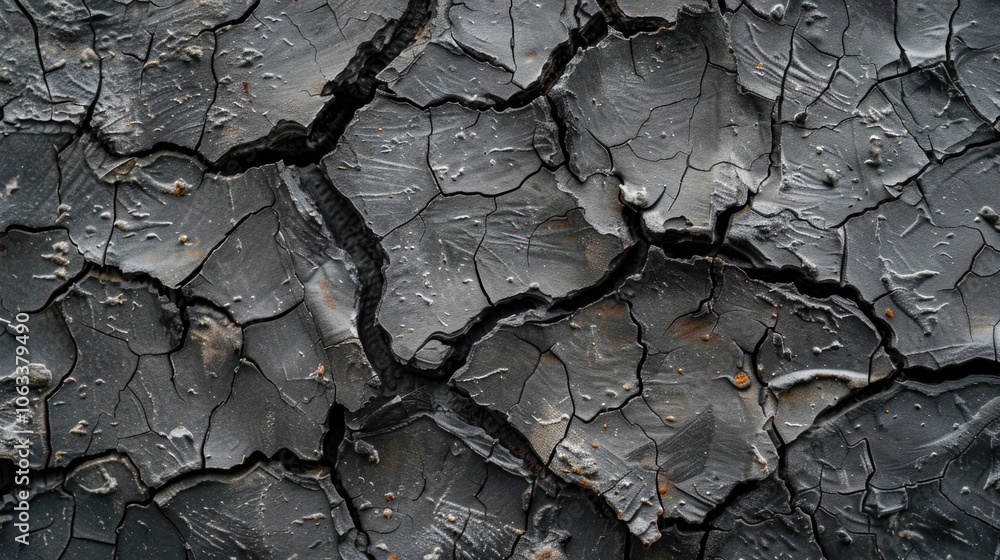 Aufkleber A close-up view of a cracked rock surface with rough texture and geological patterns