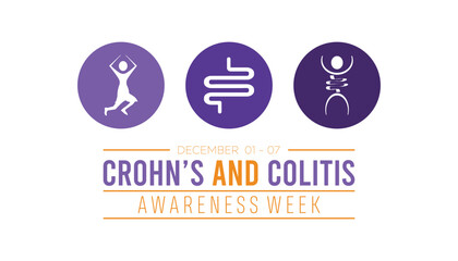 Crohn’s and Colitis Awareness Week is observed every year on December. Medical Healthcare Awareness concept. background, placard, banner template Vector illustration design.