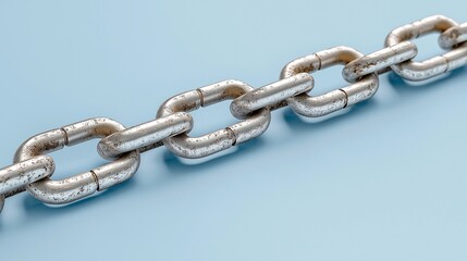 Fototapeta premium Metallic Chain Link on Blue Background