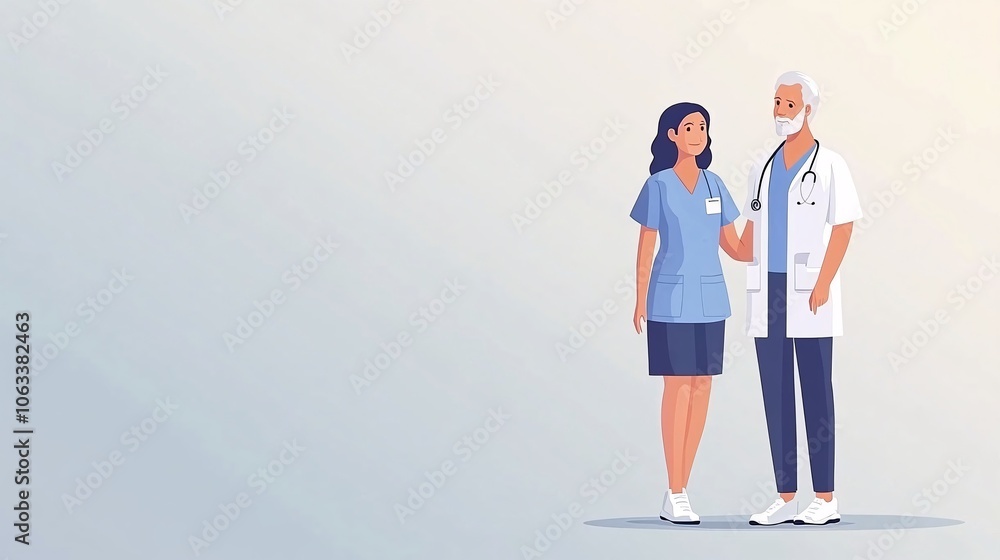 Poster Healthcare worker helping a senior person with daily exercises at home, fostering strength and mobility in a caring environment with empty space for text