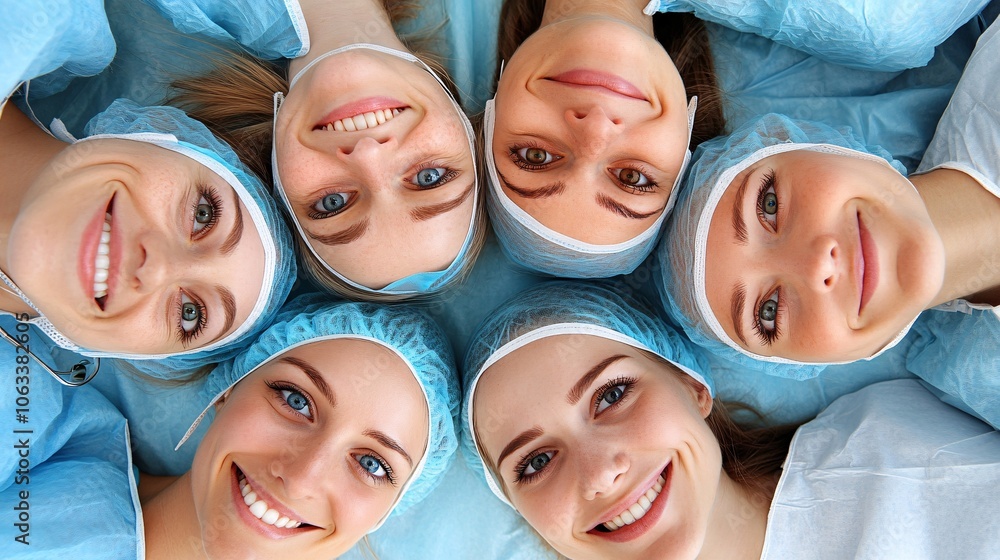 Poster medical team performing a complex surgery in an operating room, each member focused and working seam