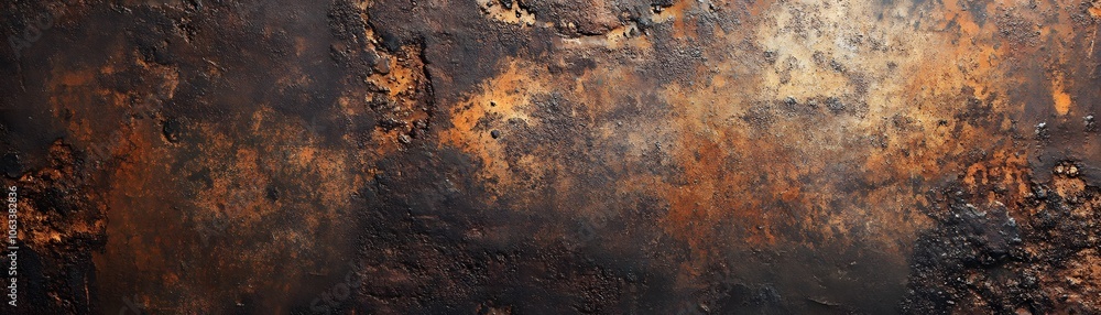 Poster close-up texture of weathered metal with rust and oxidation