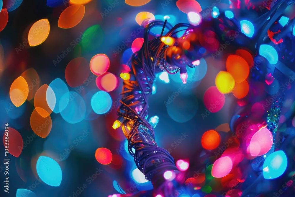 Poster A close-up shot of a string of colorful lights
