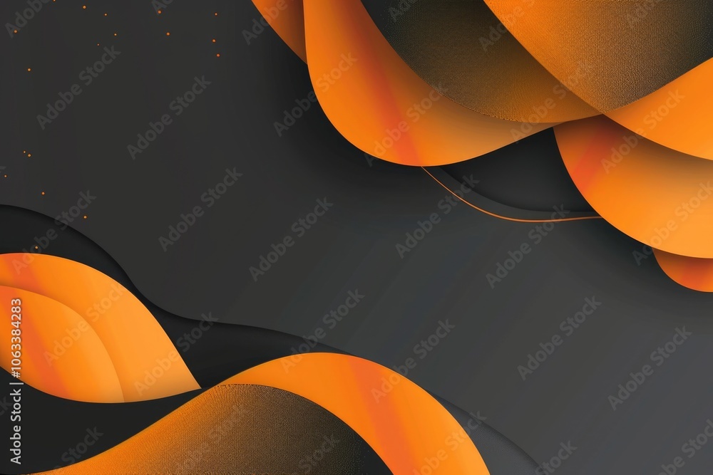 Poster abstract design featuring curved lines in black and orange colors